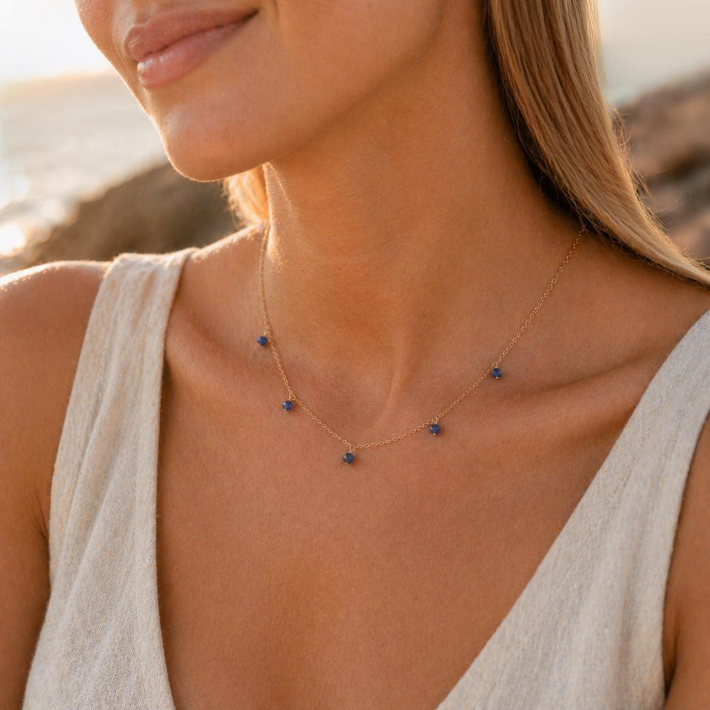 Sapphire Dewdrop Necklace • September Birthstone • Gemstone Jewelry for Virgo • Handcrafted Jewelry • Mother's Day Gift