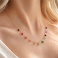 Rainbow Gemstone Necklace • Pride Jewelry • 4mm Multicolor Dainty Gold Necklace • Minimalist Birthstone Necklace • Colorful Coming Out Gift