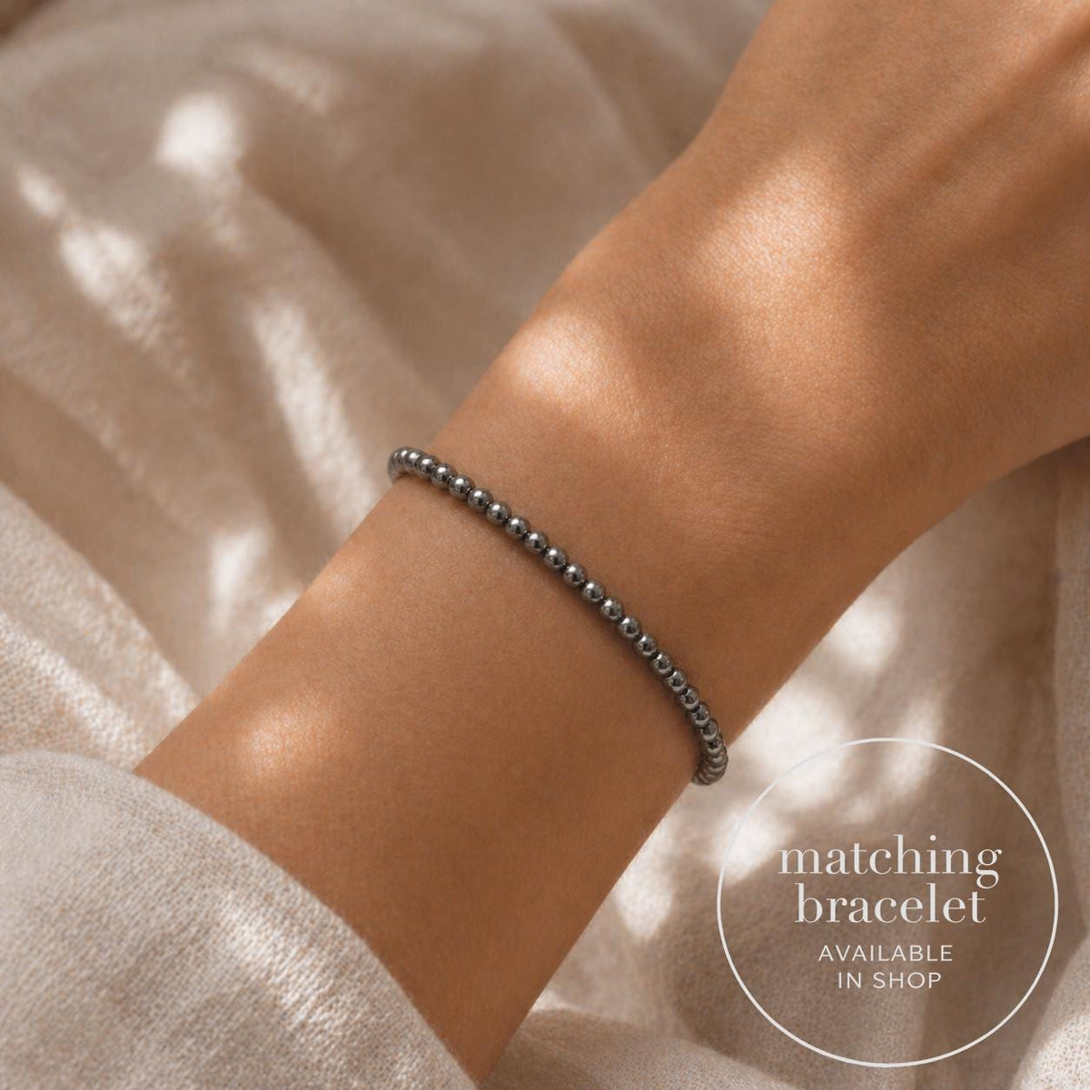 Hematite Beaded Necklace • Dainty Gemstone Necklace • Minimalist Layering Necklace • Handmade Everyday Jewelry