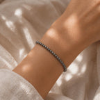 Hematite Beaded Bracelet • Minimalist Gray Gemstone Bracelet • 3mm Dainty Bracelet • Natural Hematite Jewelry • Stacking Bracelet Gift