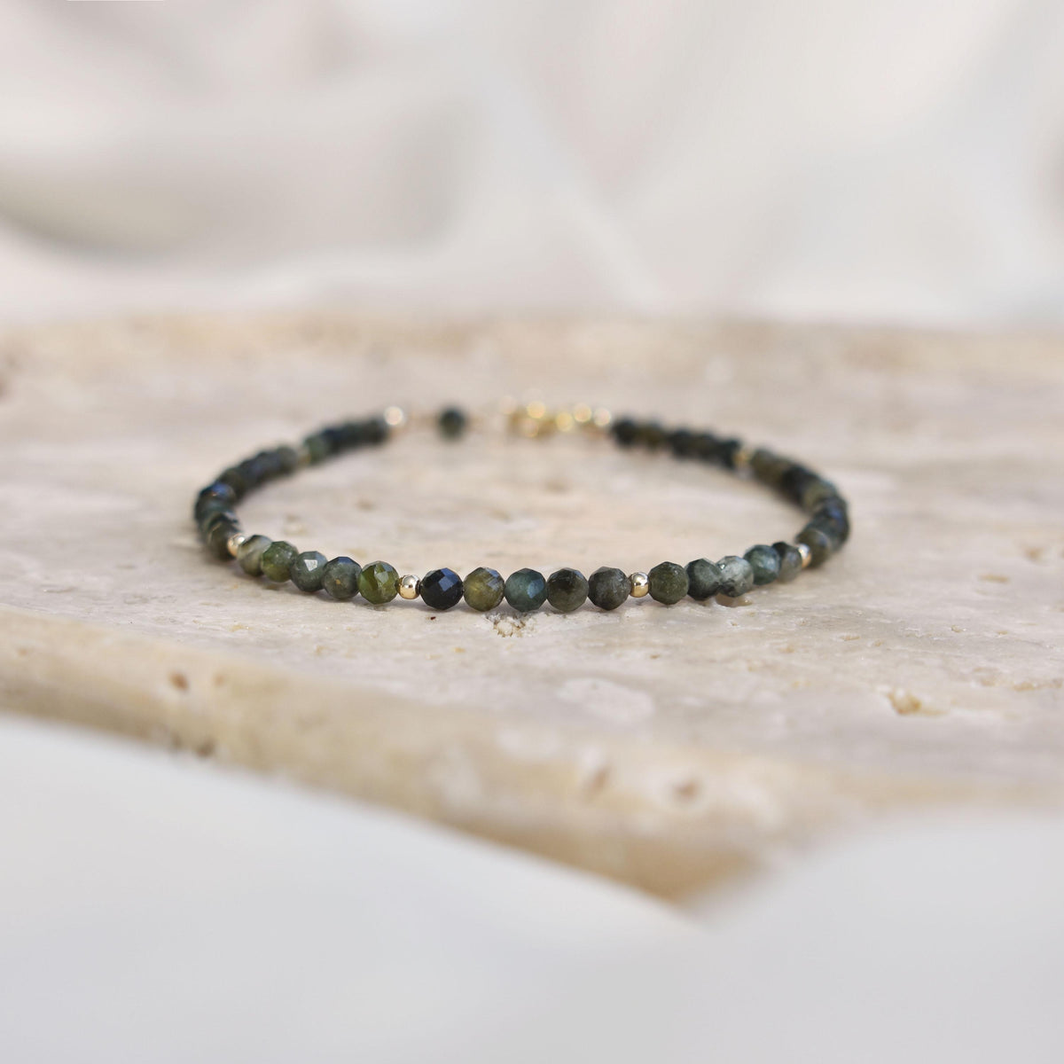 Green Tourmaline Bracelet • October Birthstone • Handmade Dainty and Minimal Jewelry for Her • Mother's Day Gift • Green Crystal Jewelry