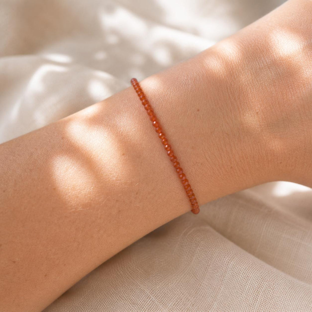Mini Carnelian Gemstone Bracelet • Genuine Crystal Jewelry for Her • Dainty & Delicate • Radiate Confidence and Warmth