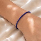 Dainty Lapis Lazuli Bracelet, 2mm Blue Gemstone Bracelet, September Birthstone Jewelry, Minimalist Beaded Bracelet, Gold Silver or Rose Gold