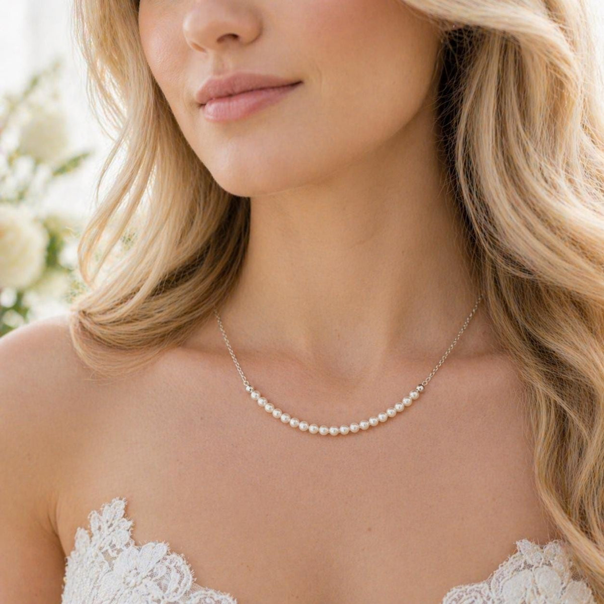 Pearl Beaded Necklace • June Birthstone Necklace • Dainty Pearl Choker • Bridal Necklace • Wedding Jewelry • Minimalist Pearl Necklace