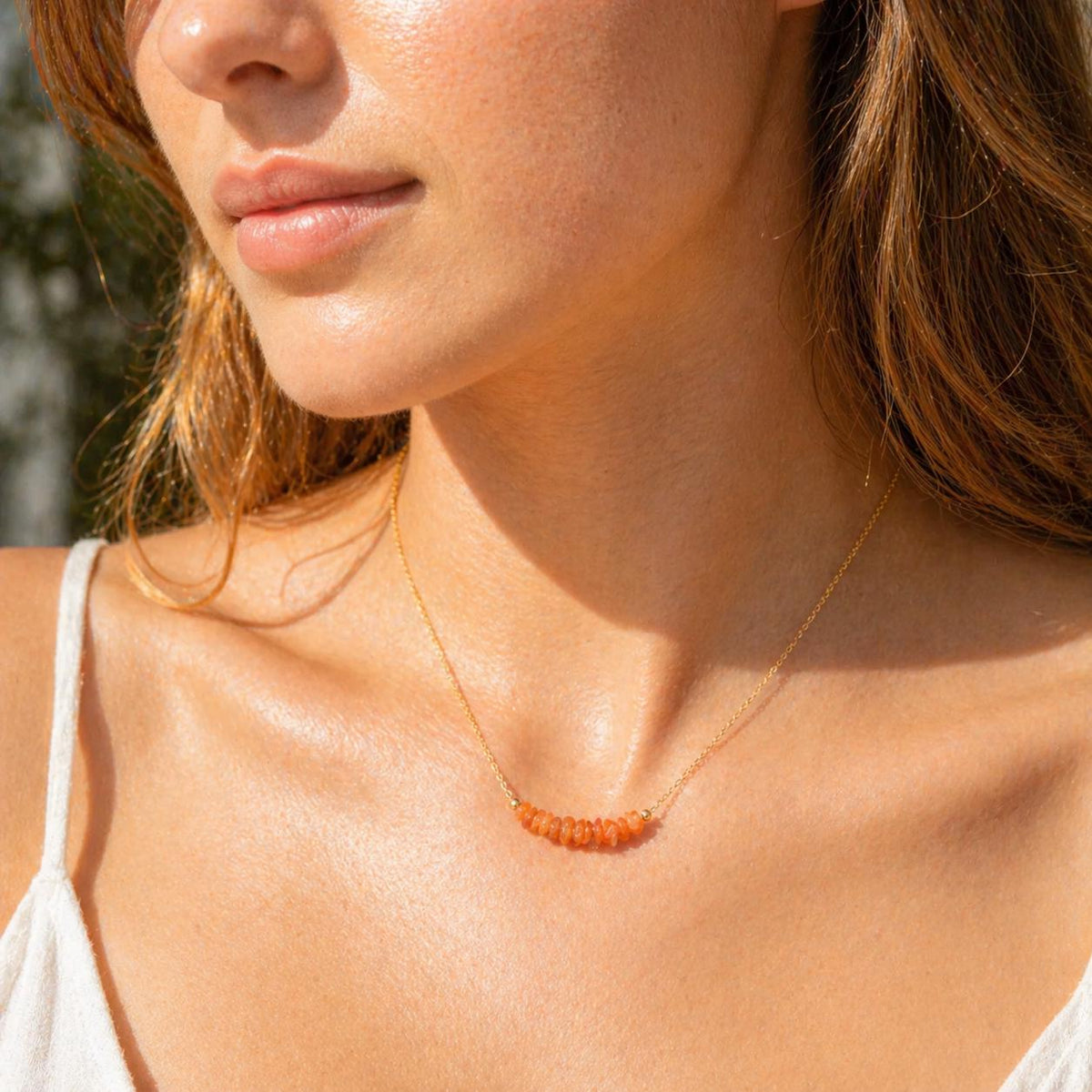 Carnelian Gemstone Necklace • Healing Crystal Jewelry • Genuine Orange Carnelian • Gemstone Jewelry Gift • Sacral Chakra • Confidence