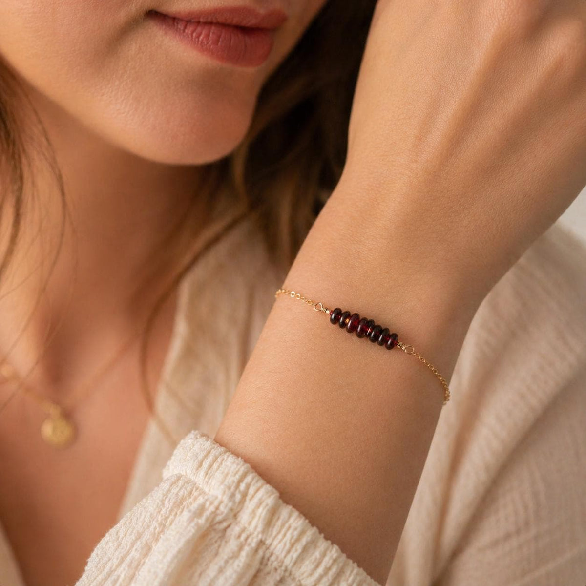Garnet Gemstone Bracelet, January Birthstone, Stones for Courage, Hope and Purity, Mother's Day Gift