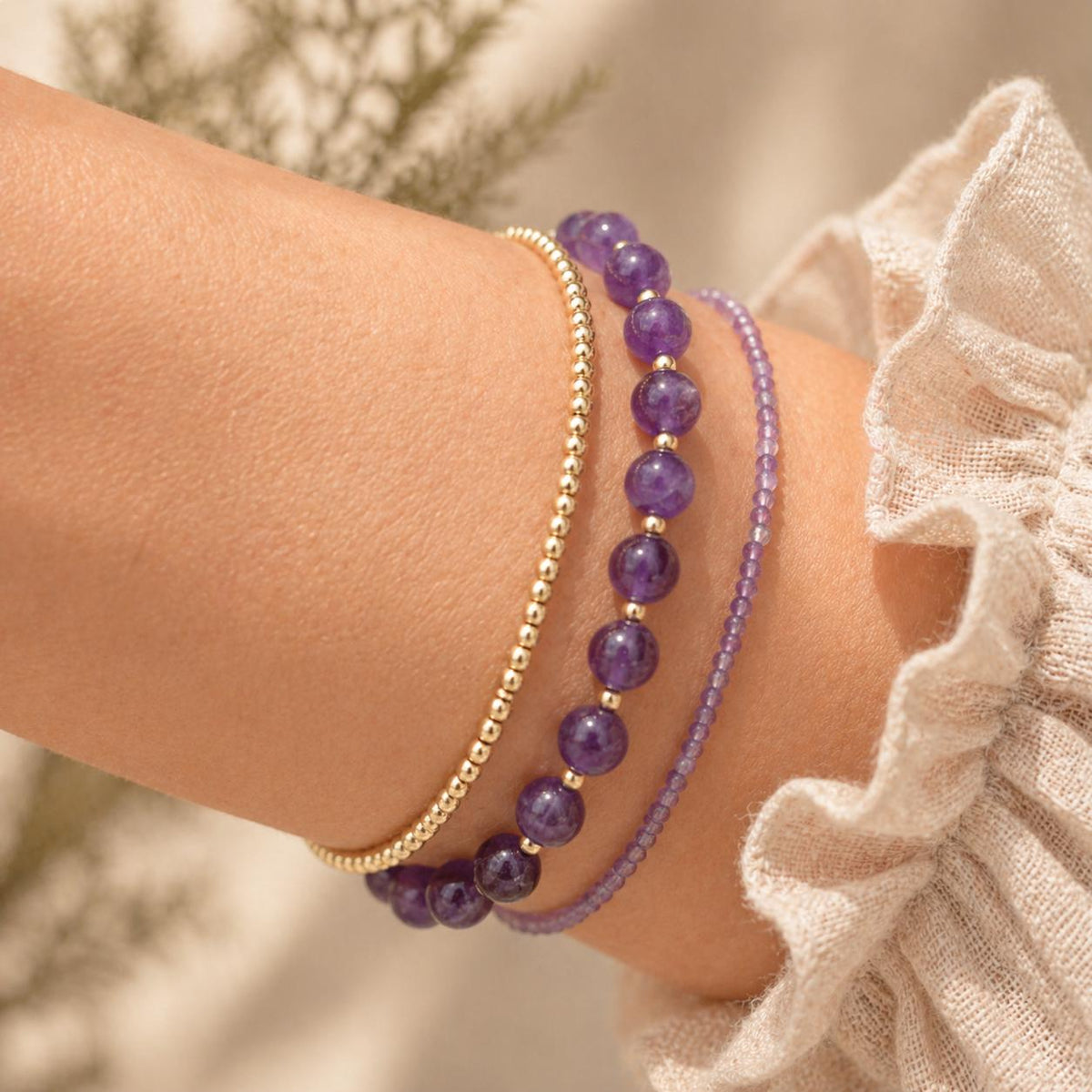 Dainty Amethyst Gemstone Bracelet • February Birthstone • February Birthday Gift • Genuine Crystal Jewelry for Her • Dainty & Delicate