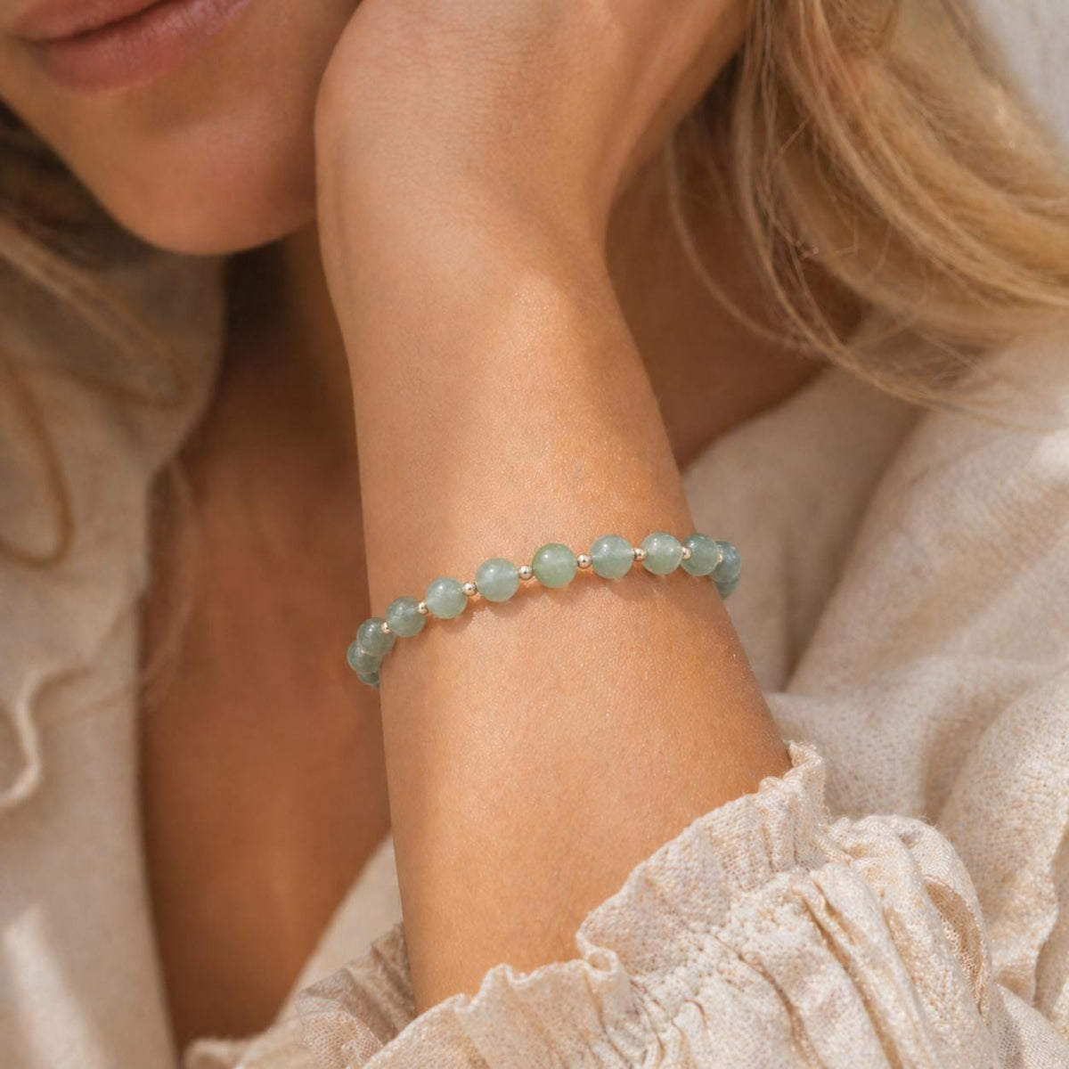 Natural Jade Bracelet • Healing Gemstones • Harmony, Prosperity, Good Luck • Dainty Beaded Bracelet • Elegant Crystal Jewelry for Women