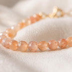 Sunstone Gemstone Bracelet • Leo Bracelet • Genuine Crystal Jewelry • Dainty & Delicate Stacking Bracelet for Women
