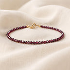 Mini Garnet Gemstone Bracelet • January Birthstone • January Birthday Gift • Genuine Gemstone Jewelry for Women • Dainty & Delicate