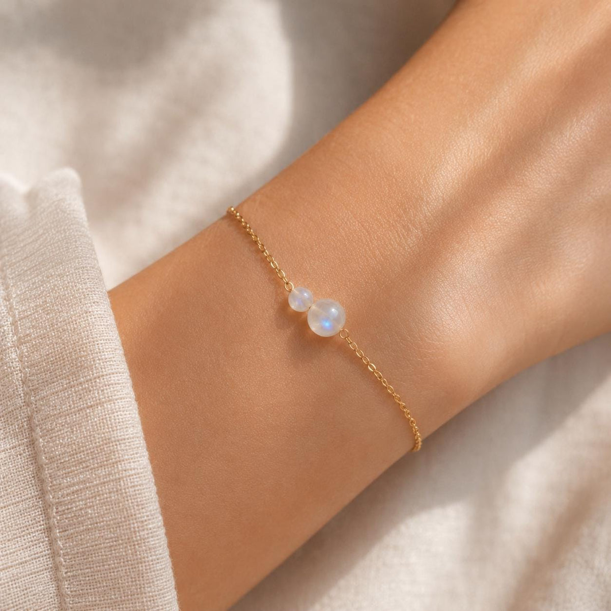 Moonstone Bracelet, June Birthstone Jewelry, Dainty Gemstone Bracelet, Minimalist Bridal Bracelet, Jewelry for Bride