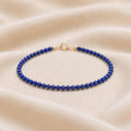 Dainty Lapis Lazuli Bracelet, 2mm Blue Gemstone Bracelet, September Birthstone Jewelry, Minimalist Beaded Bracelet, Gold Silver or Rose Gold