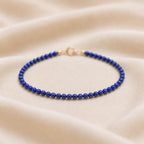 Dainty Lapis Lazuli Bracelet, 2mm Blue Gemstone Bracelet, September Birthstone Jewelry, Minimalist Beaded Bracelet, Gold Silver or Rose Gold