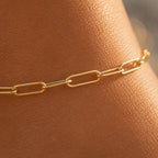 Gold Paperclip Anklet for Bride, Dainty Bridal Anklet, Minimalist Gold Filled Beach Wedding Jewelry