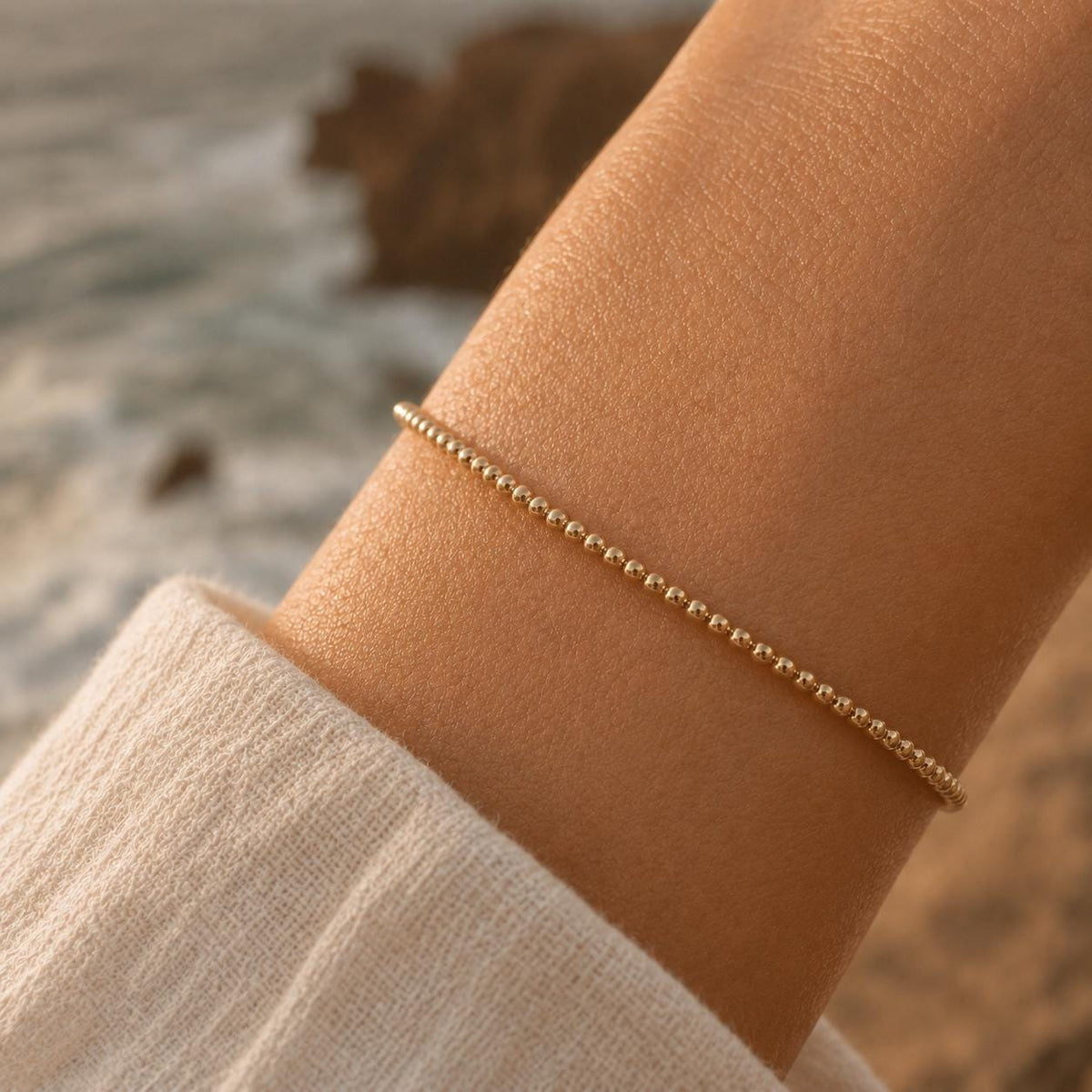 Minimalist Accent Bracelet • Tiny Metal Bead Bracelet • Layering Bracelet • Stacking Bracelet • Gold, Sterling Silver, or Rose Gold