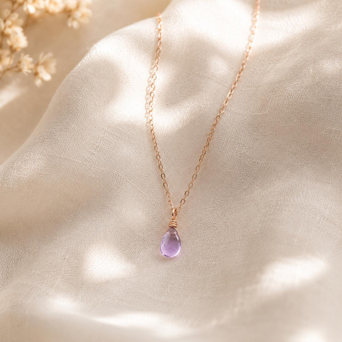 Delicate Amethyst Necklace, February Birthstone Jewelry, Gold, Rose Gold Sterling Silver, Handmade Gift for Her, Purple Gemstone Necklace