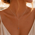 Amethyst Lariat Necklace, Lavender Gemstone Drop Chain, February Birthstone Y Necklace, Purple Gemstone Jewelry, February Birthday Gift