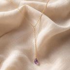Amethyst Lariat Necklace, Lavender Gemstone Drop Chain, February Birthstone Y Necklace, Purple Gemstone Jewelry, February Birthday Gift