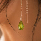 Peridot Threader Earrings, Gold Filled or Sterling Silver, August Birthstone Jewelry, Bridal Peridot