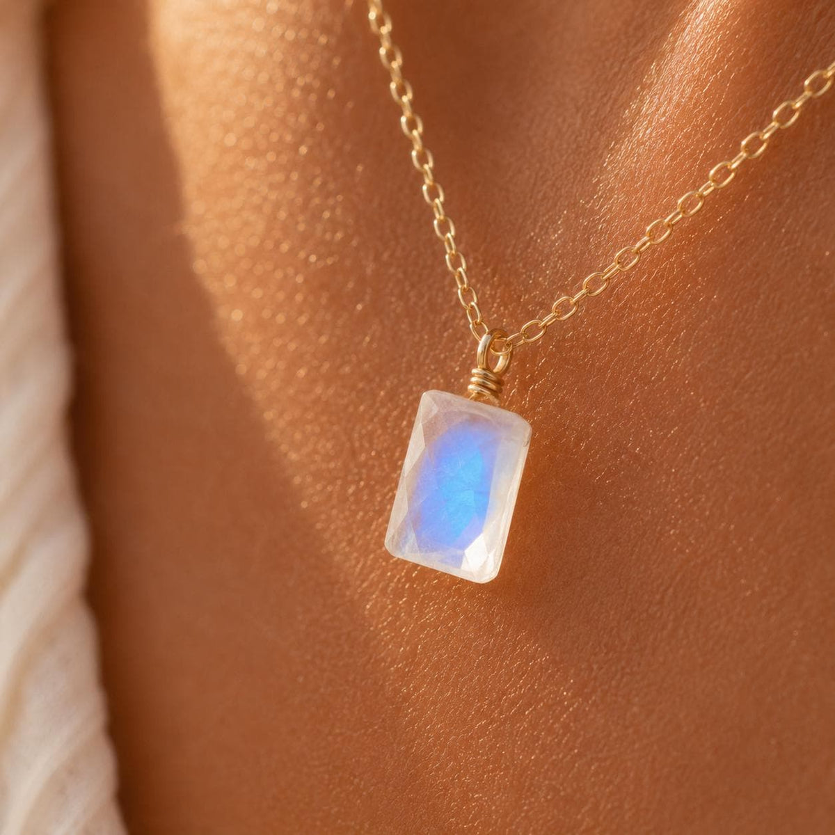 Moonstone Pendant Necklace, June Birthstone, Something Blue Bridal Jewelry, Minimalist Necklace for Everyday