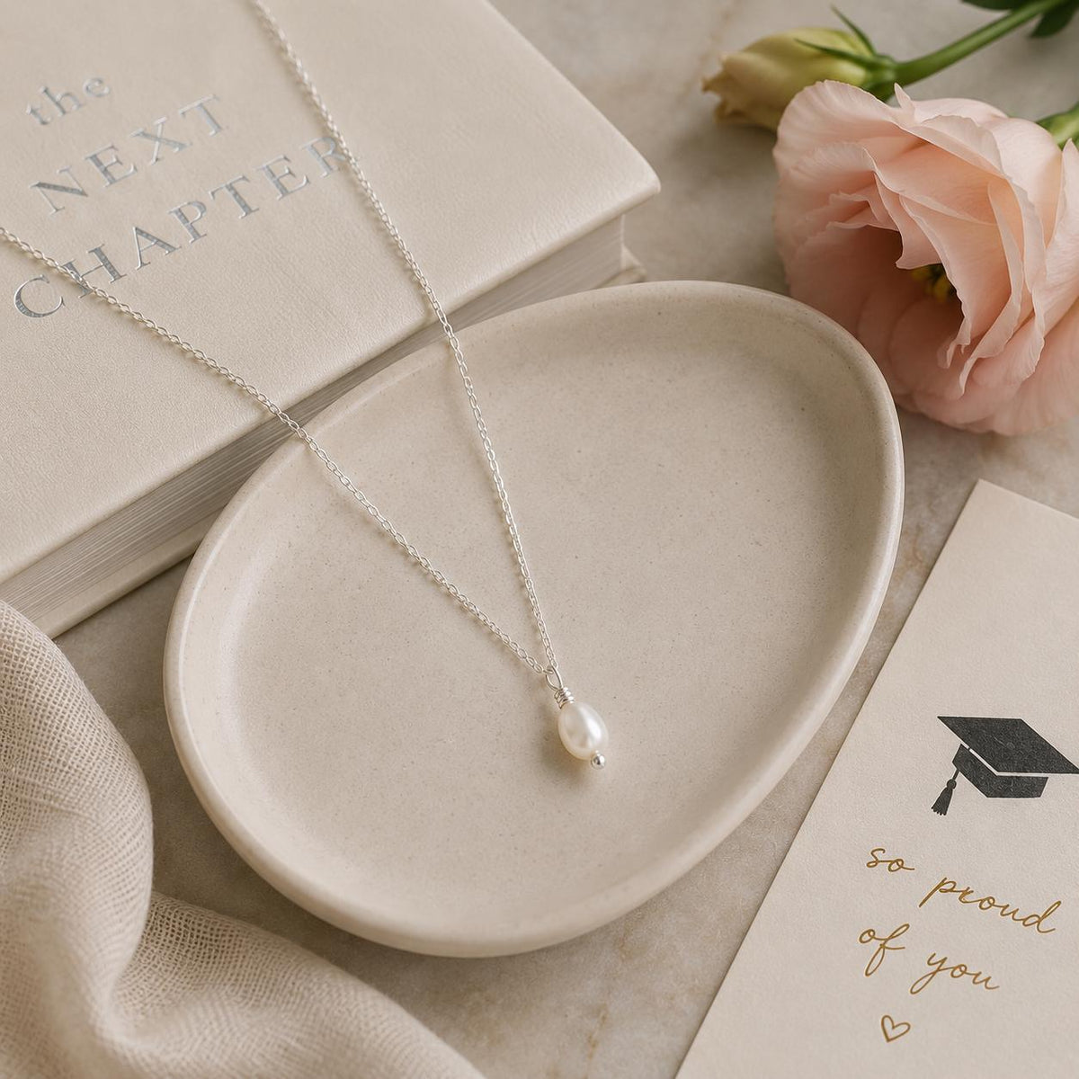 The Tassel Was Worth It Gift for Graduate, Minimalist Pearl Necklace, College Graduation Gift, Freshwater Pearl Graduation Necklace