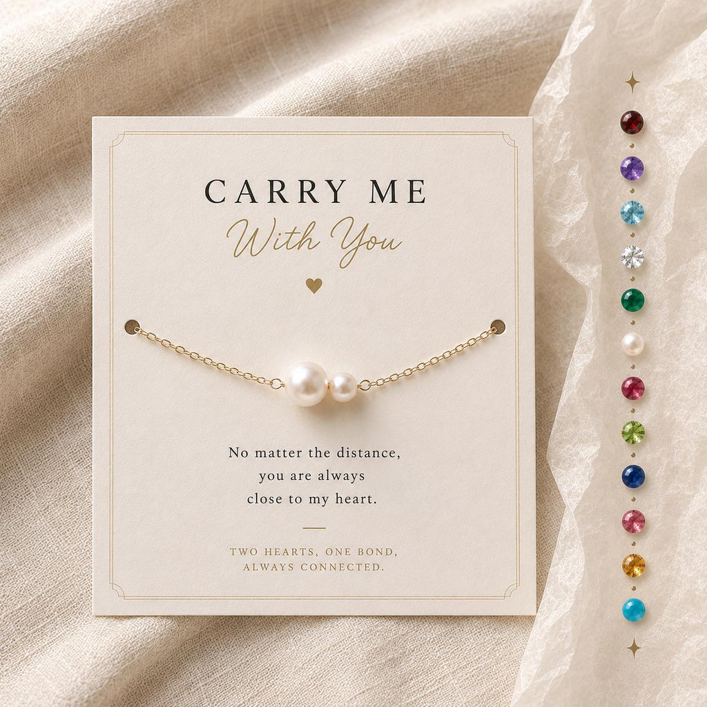 Carry Me With You Bracelet, Long Distance Friendship Bracelet, Mother Daughter Bracelet, Matching Bond Jewelry, Personalized Birthstones