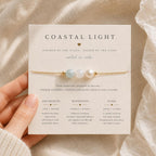Coastal Light Bracelet, Aquamarine Moonstone Pearl Bracelet, Dainty Gold Bracelet, Minimalist Gemstone Bracelet, Coastal Jewelry Gift