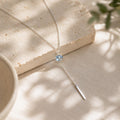Custom Gemstone Lariat Necklace, Birthstone Drop Necklace, Minimalist Y Necklace, Dainty Gemstone Necklace, Sterling Silver Necklace