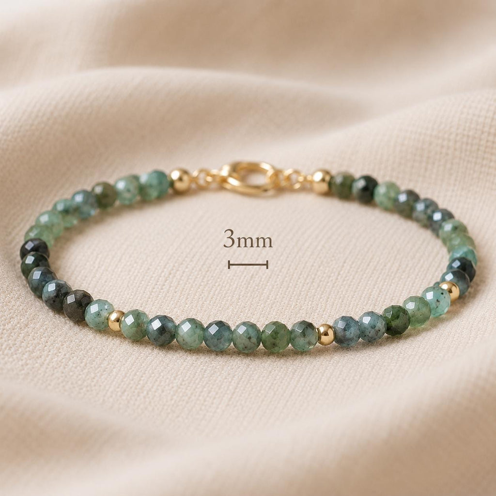 Emerald Bracelet, May Birthstone Bracelet, Dainty Green Gemstone Bracelet, Minimalist Beaded Bracelet, Gift for Taurus or Gemini