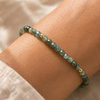 Emerald Bracelet, May Birthstone Bracelet, Dainty Green Gemstone Bracelet, Minimalist Beaded Bracelet, Gift for Taurus or Gemini