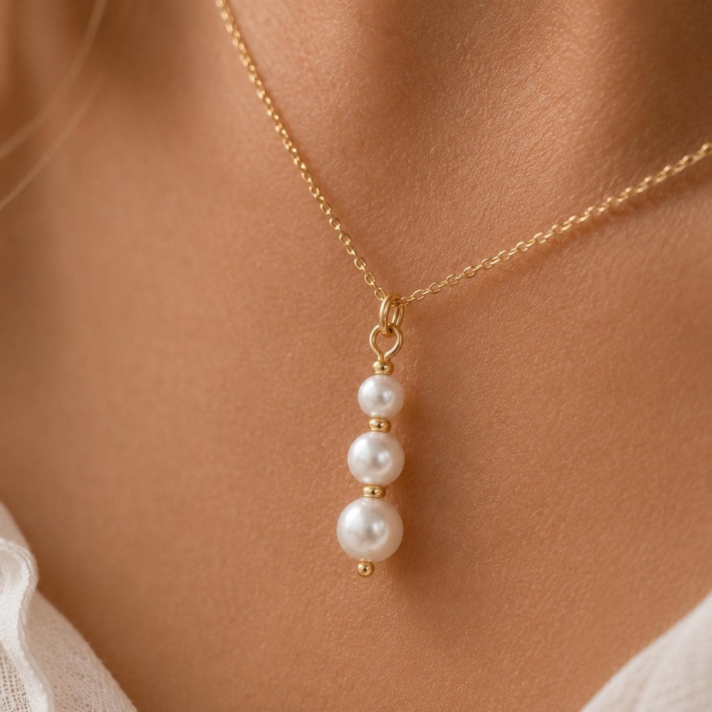 Pearl Drop Necklace • 3 Year Anniversary Gift • Dainty Pearl Necklace • Wedding Jewelry • Bridesmaid Necklace • Minimalist Bridal Jewelry