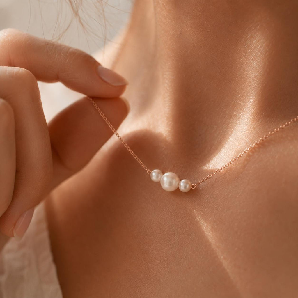 Pearl Necklace for Brides, June Birthstone Necklace, Dainty Pearl Jewelry, Gold Cable Chain Necklace, Bridal Gift