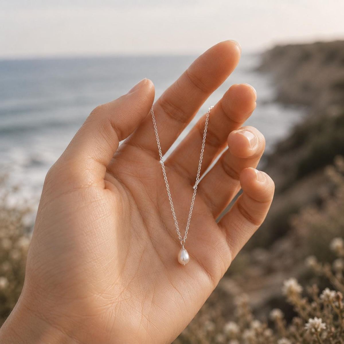 Beauty & Brains Freshwater Pearl Necklace – Graduation Gift for Her, College Grad Jewelry, Minimalist Gold Filled Pearl Pendant Necklace