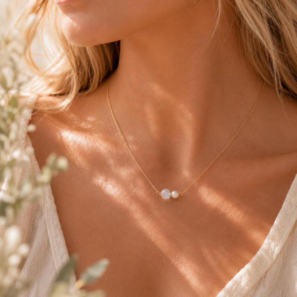 Custom Two Stone Necklace, Mother Daughter Necklace, Minimalist Birthstone Necklace, Friendship Necklace, Personalized Jewelry