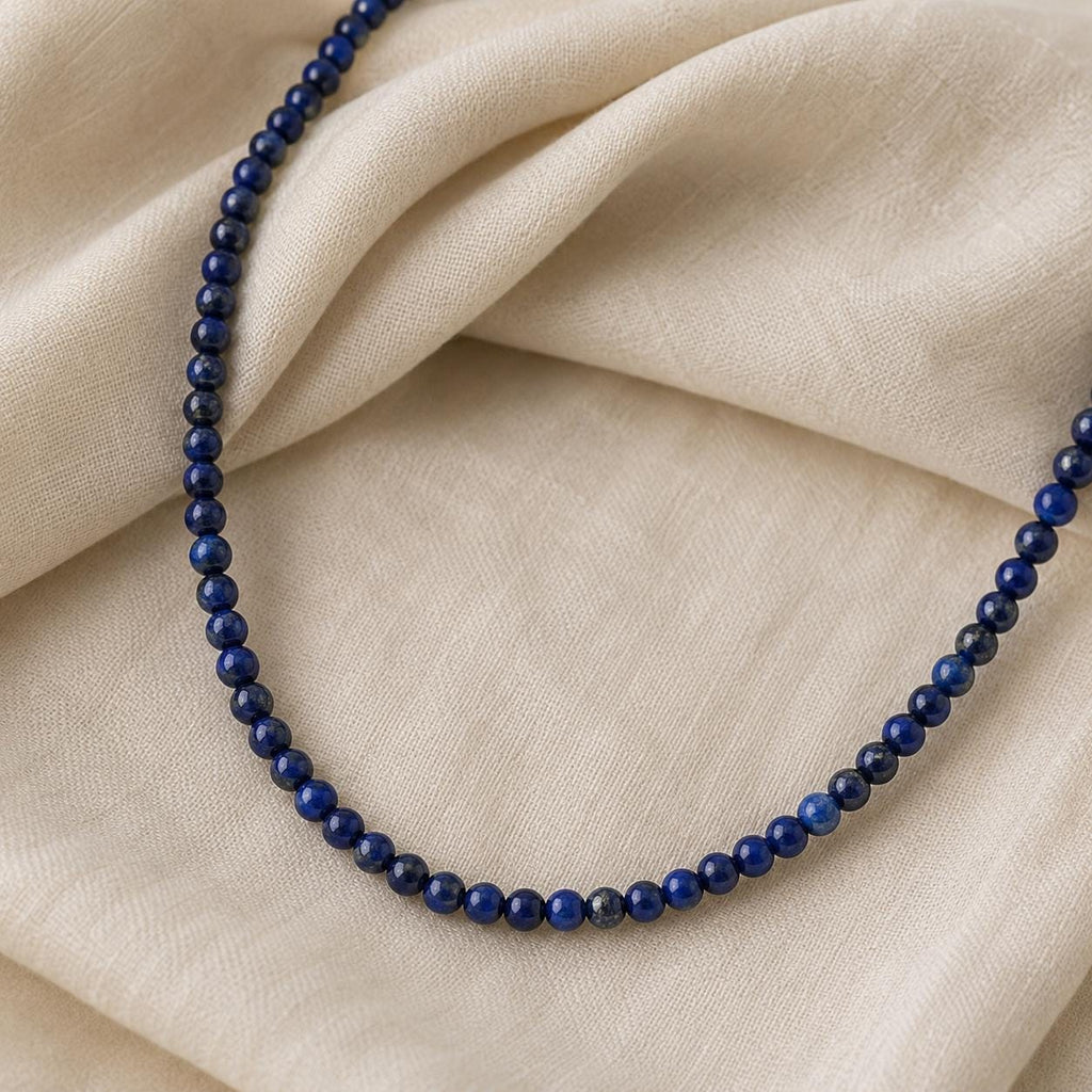 Lapis Lazuli Bead Necklace • Dainty Blue Gemstone Necklace • Minimalist Layering Necklace • Tiny Bead Choker • September Birthstone Jewelry