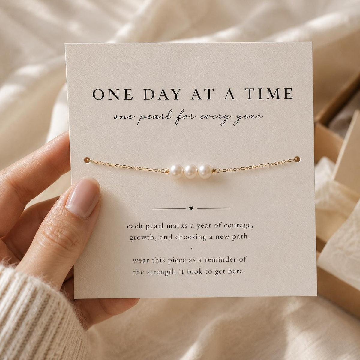 Recovery Milestone Bracelet, One Day At A Time Bracelet, One Pearl for Every Year, Sobriety Anniversary, Recovery Jewelry, AA Gift
