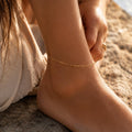 Gold Paperclip Anklet for Bride, Dainty Bridal Anklet, Minimalist Gold Filled Beach Wedding Jewelry