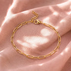 Gold Paperclip Anklet for Bride, Dainty Bridal Anklet, Minimalist Gold Filled Beach Wedding Jewelry