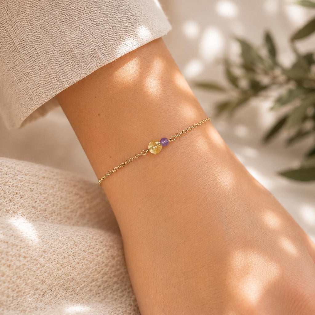 Custom Two Stone Bracelet, Mother Daughter Gift, Asymmetrical Gemstones, Matching Friendship Bracelet, Mother’s Day Gift, Minimalist Jewelry