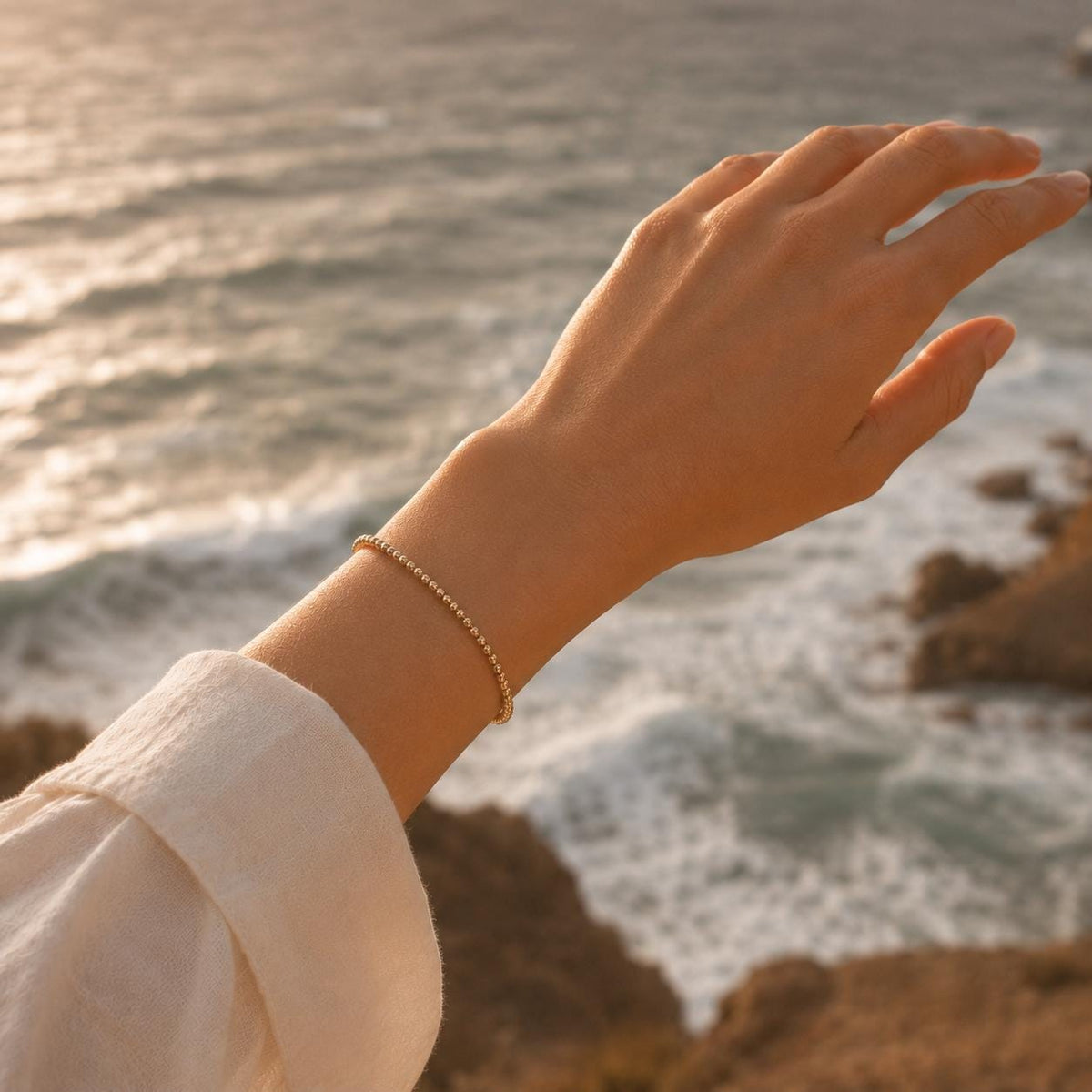 Minimalist Accent Bracelet • Tiny Metal Bead Bracelet • Layering Bracelet • Stacking Bracelet • Gold, Sterling Silver, or Rose Gold