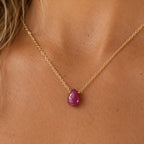 Raw Ruby Briolette Necklace, July Birthstone Necklace, Ruby Drop Pendant Necklace, Minimalist Bridal Jewelry, Sterling Silver Ruby Necklace