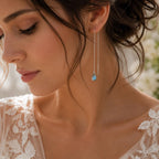 Blue Flash Labradorite Earrings, Delicate Bridal Threader Earrings
