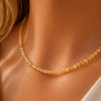 Natural Citrine Necklace, 4mm Citrine Gemstone Necklace, November Birthstone Jewelry, Minimalist Beaded Necklace, Gold Filled Necklace