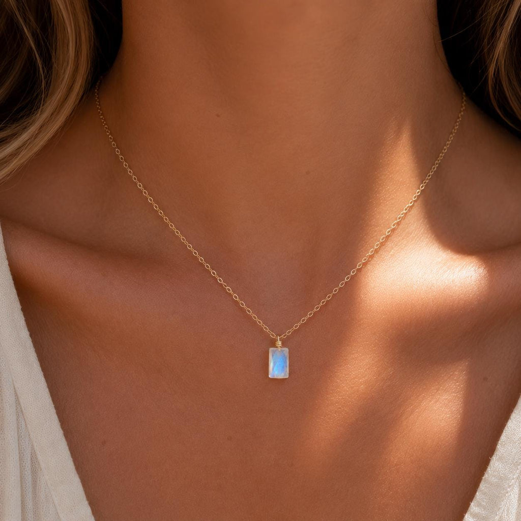 Moonstone Pendant Necklace, June Birthstone, Something Blue Bridal Jewelry, Minimalist Necklace for Everyday