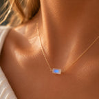Moonstone Pendant Necklace, June Birthstone, Something Blue Bridal Jewelry, Minimalist Necklace for Everyday