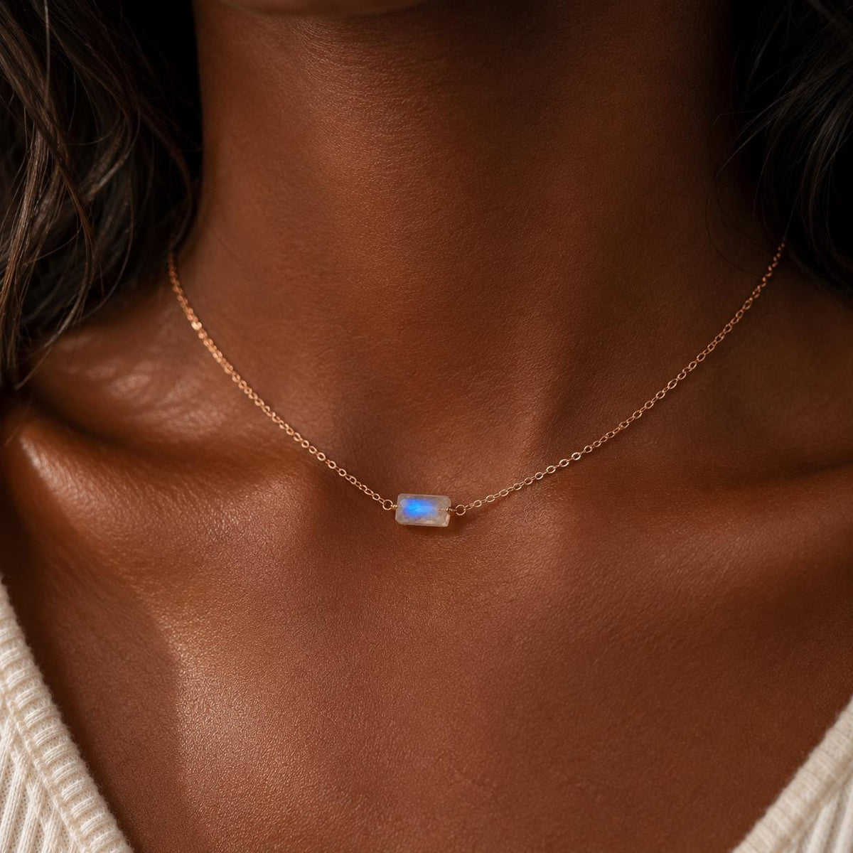 Moonstone Pendant Necklace, June Birthstone, Something Blue Bridal Jewelry, Minimalist Necklace for Everyday