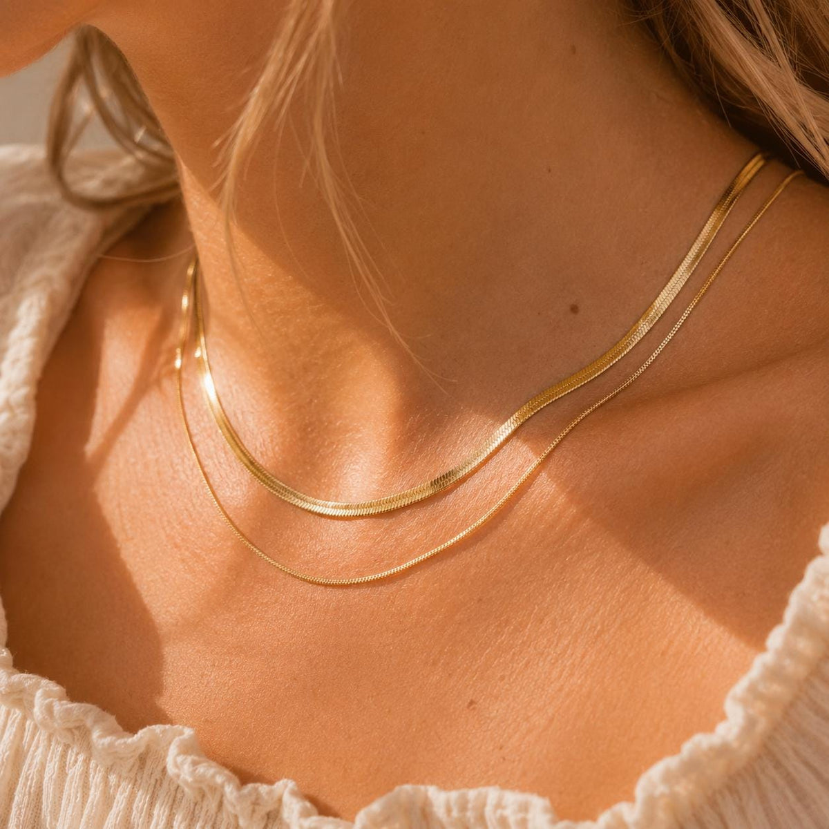CELESTE Necklace | Double Layered Necklace, Waterproof Gold Layering Necklace, Minimalist Everyday Jewelry, Gift for Her