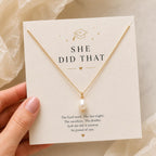 She Did That Freshwater Pearl Necklace – Graduation Gift for Her, College Grad Jewelry, Minimalist Gold Filled Pearl Necklace