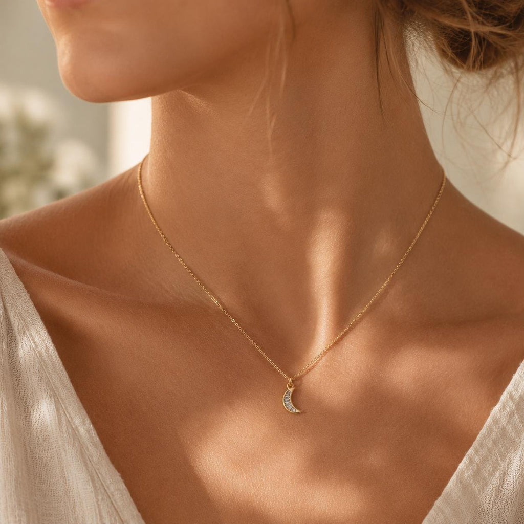 I Love You To The Moon and Back Necklace, Moon Necklace Gift for Daughter, Mom Gift, Crescent Moon Pendant, Meaningful Jewelry Gift for Her