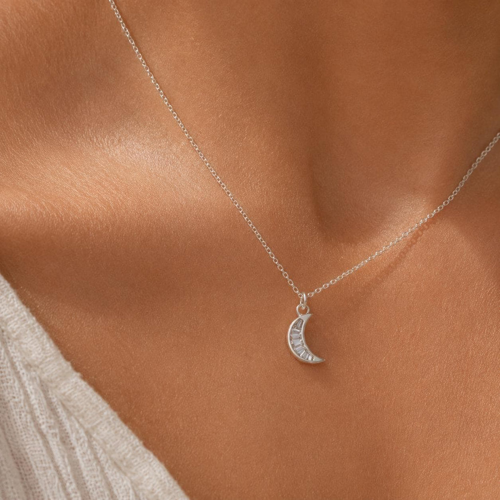 I Love You To The Moon and Back Necklace, Moon Necklace Gift for Daughter, Mom Gift, Crescent Moon Pendant, Meaningful Jewelry Gift for Her
